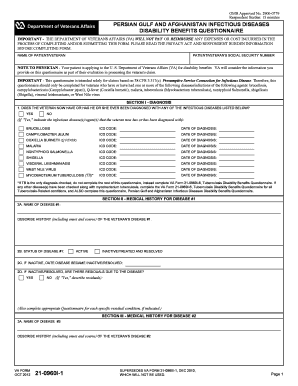 Persian Gulf and Afghanistan Infectious Diseases Disability Benefits Questionnaire