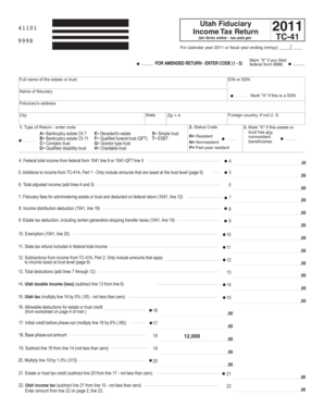 Utah Fiduciary Income Tax Return 2011