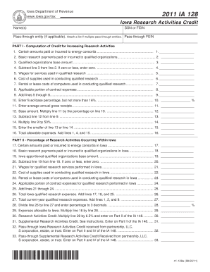 Iowa Research Activities Credit Form