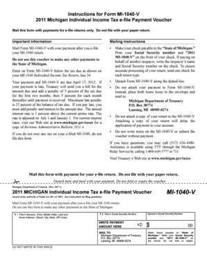 Michigan Individual Income Tax e-file Payment Voucher