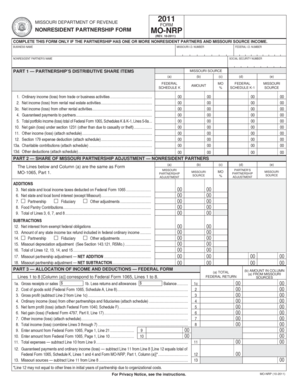 Missouri Nonresident Partnership Form