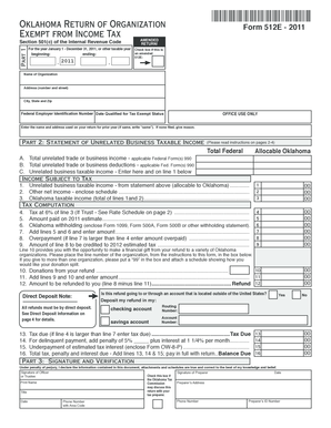 Oklahoma Form 512E - 2011