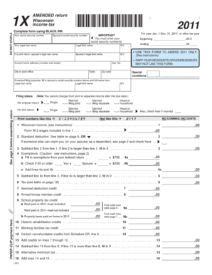 Wisconsin 2011 Amended Income Tax Form