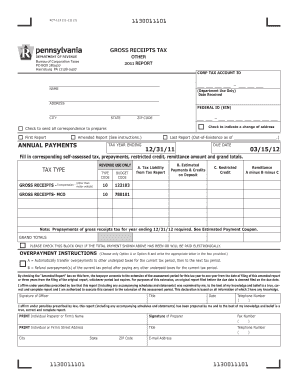 Pennsylvania Gross Receipts Tax Form RCT-113