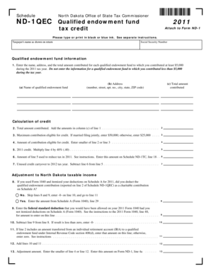 North Dakota ND-1QEC Qualified Endowment Fund Tax Credit Form