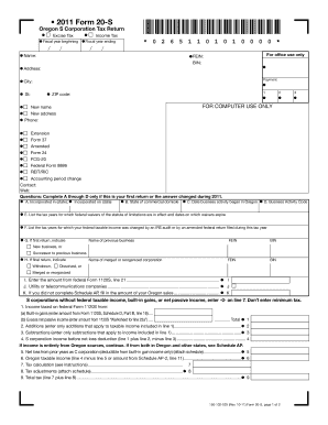 Oregon S Corporation Tax Return Form 20-S