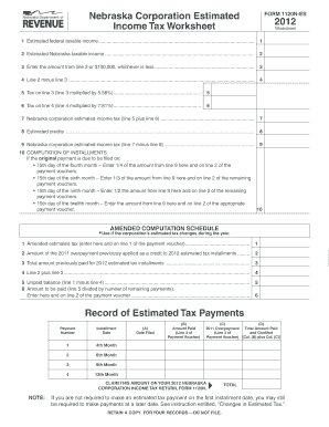 Nebraska Corporation Estimated Income Tax Payment Voucher 2012