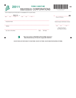 Maine Extension Tax Payment Voucher for Corporations