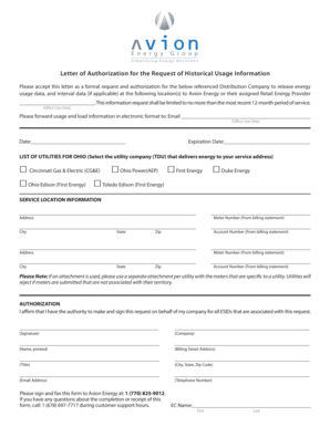 Letter of Authorization for Energy Usage Data