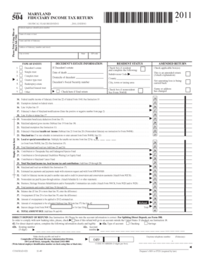 Maryland Fiduciary Income Tax Return Form 504