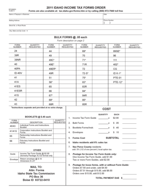 Idaho Income Tax Forms Order