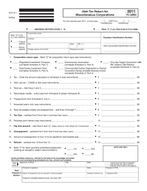 Utah Tax Return for Miscellaneous Corporations TC-20MC