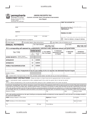 Pennsylvania Gross Receipts Tax Form RCT-111