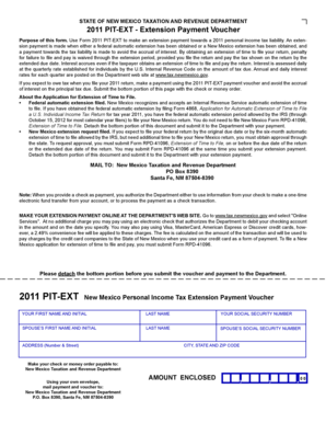 New Mexico 2011 PIT-EXT Extension Payment Voucher