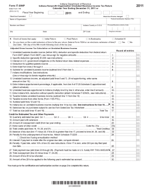 Indiana Nonprofit Organization Unrelated Business Income Tax Return