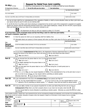 PA 8857 Request for Relief from Joint Liability