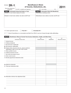 Wisconsin Schedule 2K-1 Beneficiary's Share of Income