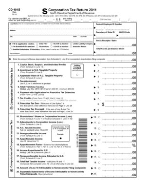 North Carolina S Corporation Tax Return 2011