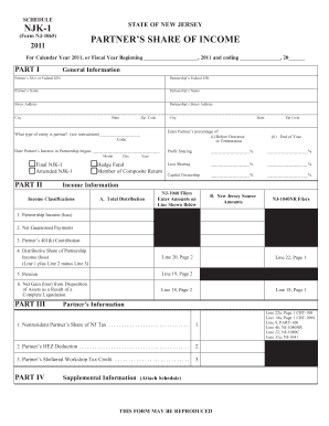 New Jersey Partner’s Share of Income Form