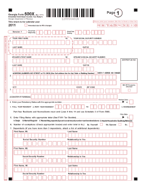 Georgia Form 500X Amended Individual Income Tax Return