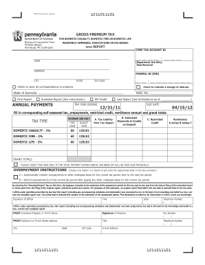 Pennsylvania Gross Premium Tax Form