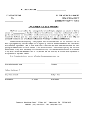 Texas Application for Time Payment