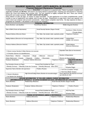 Beaumont Municipal Court Financial Statement