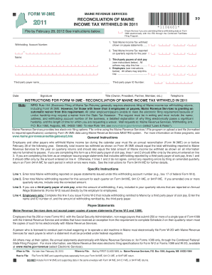 Maine W-3ME Form 2011