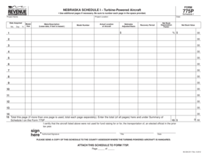 Nebraska Schedule I – Turbine-Powered Aircraft