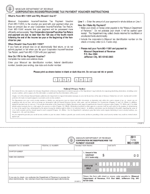 Missouri Corporation Income Franchise Tax Payment Voucher