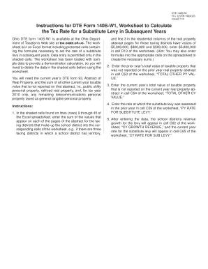 Instructions for DTE Form 140S-W1, Worksheet to Calculate the ...