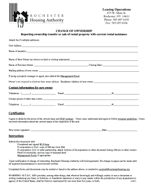 14611 - Change of Ownership Form 6/2013 - Rochester Housing Authority