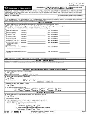 VA Form 21-0960M-6 Disability Benefits Questionnaire