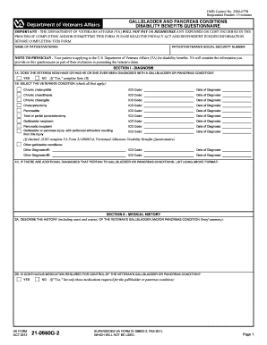VA Form 21-0960G-2 Gallbladder and Pancreas Conditions Disability Benefits Questionnaire
