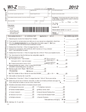 Wisconsin Form WI-Z 2012