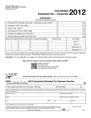 Colorado Corporate Estimated Tax Payment Voucher