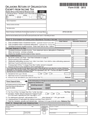 Oklahoma Return of Organization Form 512E