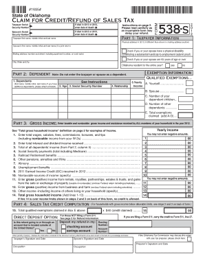 Oklahoma Sales Tax Credit/Refund Claim Form