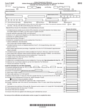 Indiana Nonprofit Organization Unrelated Business Income Tax Return