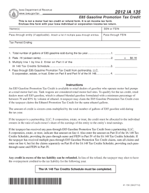Iowa E85 Gasoline Promotion Tax Credit Form