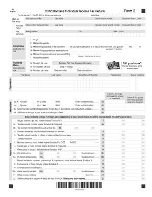 Montana Individual Income Tax Return Form 2