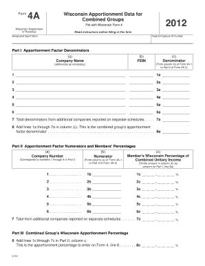 Wisconsin Form 4A Apportionment Data