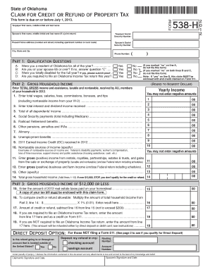 Oklahoma Property Tax Credit or Refund Claim