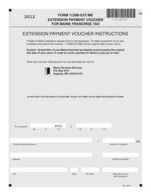 Maine Franchise Tax Extension Payment Voucher