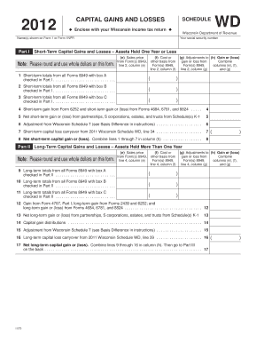2012 Wisconsin Capital Gains and Losses Schedule WD