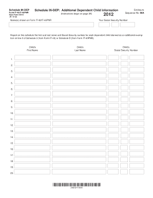 New York Additional Dependent Child Information Schedule