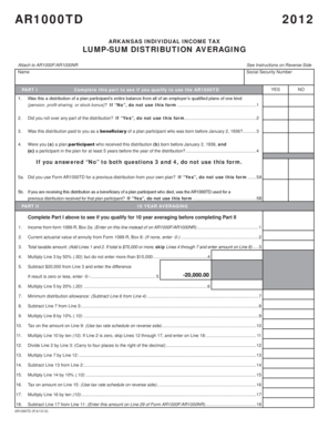 Arkansas AR1000TD Lump-Sum Distribution Averaging Form