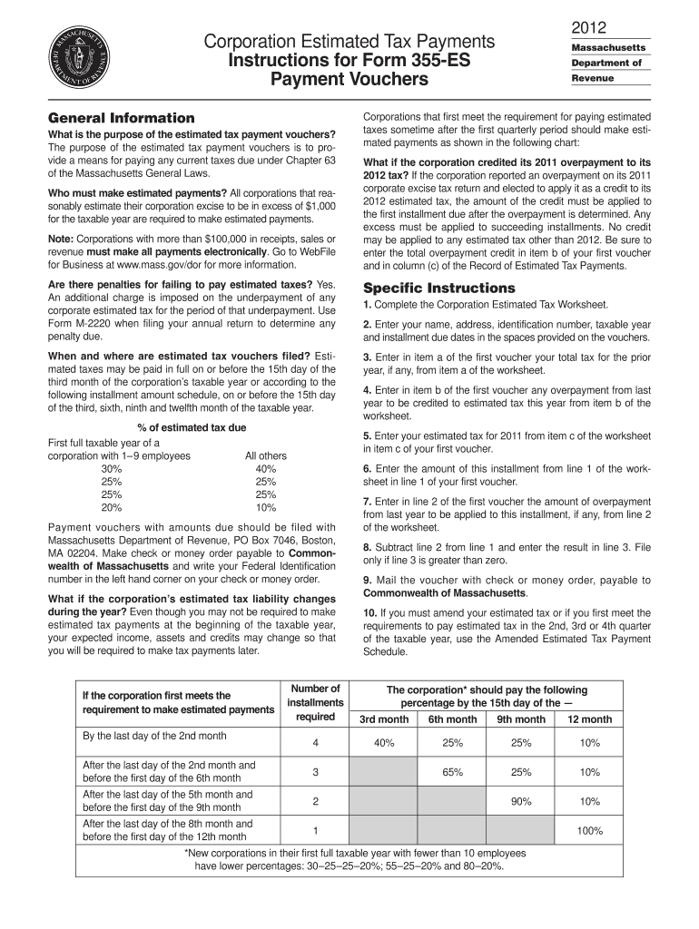 Fillable Online 2 Corporation Estimated Tax Payments Instructions for ...