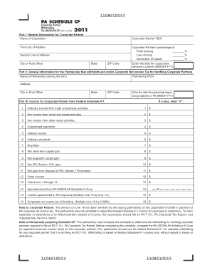 PA Schedule CP Corporate Partner Withholding Form