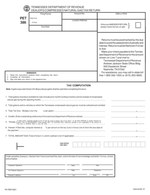 Tennessee Dealer's Compressed Natural Gas Tax Return